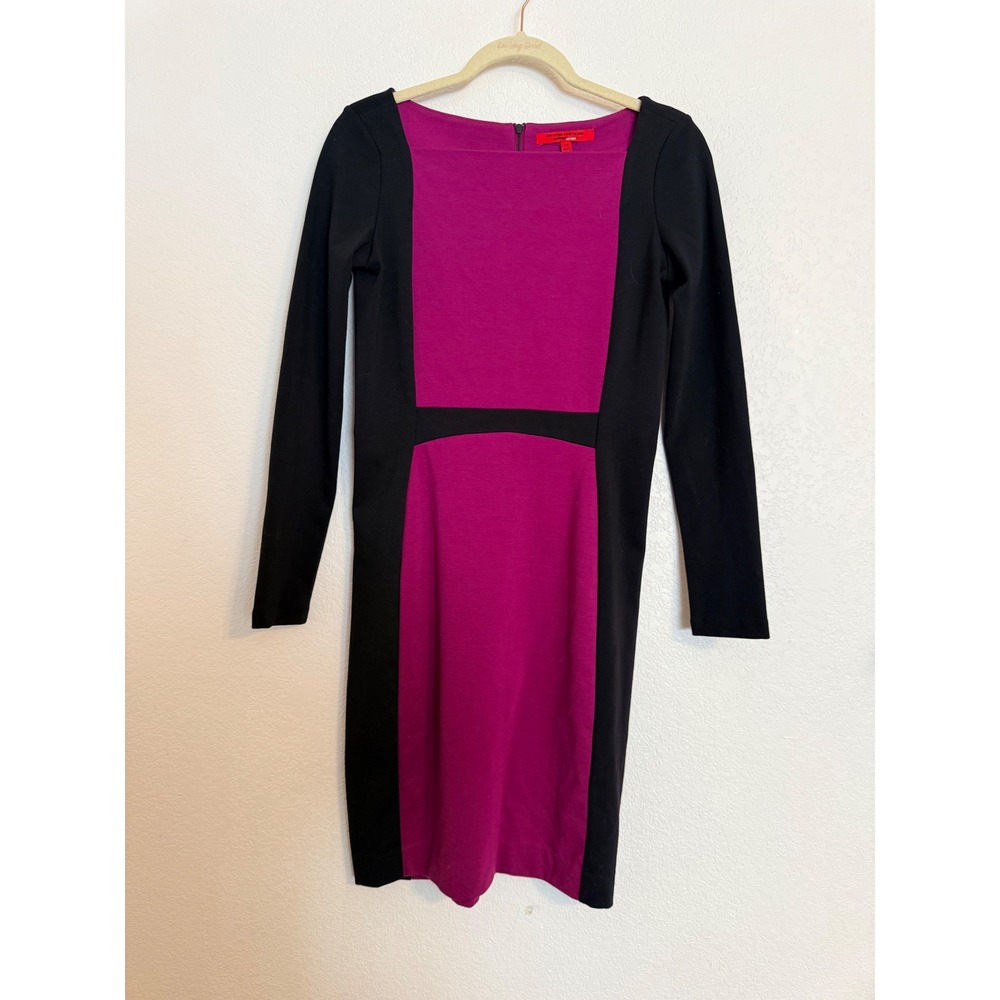 Narciso Rodriguez for DesigNation burgundy Black Colorblock Sheath Dress XS